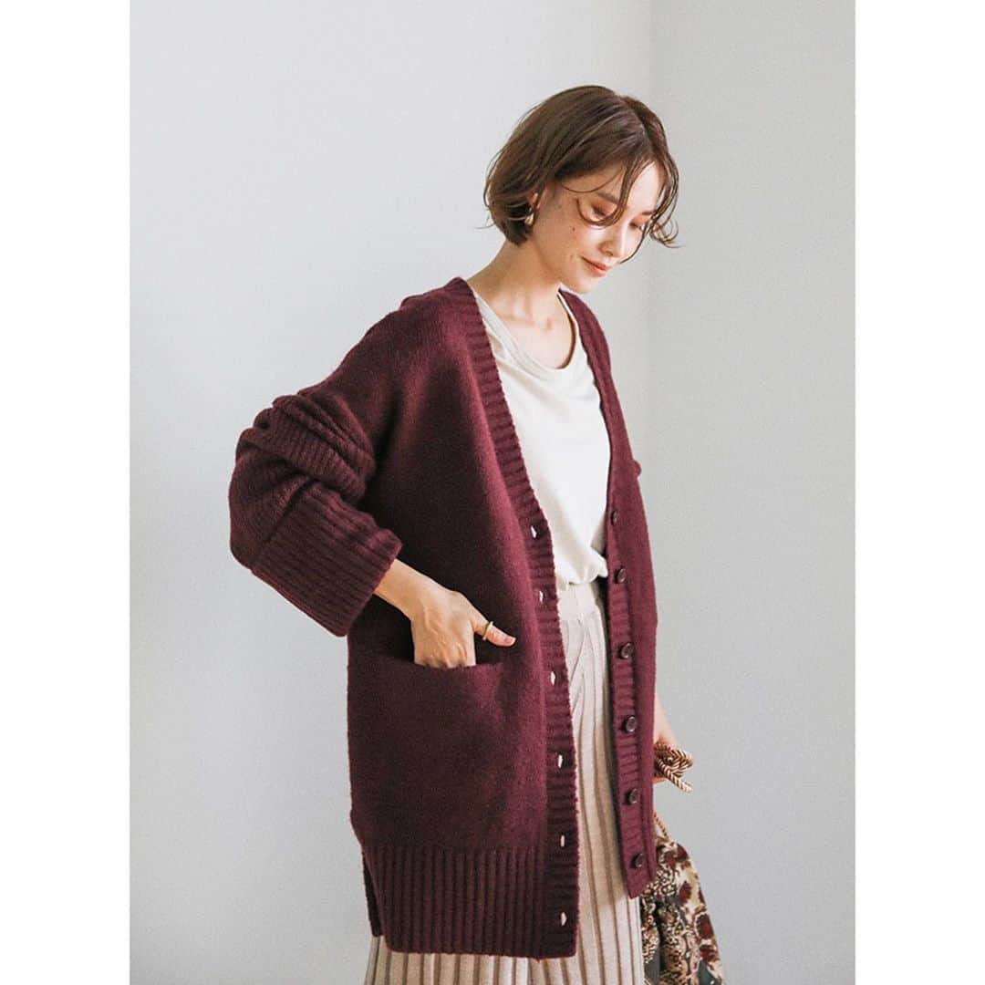 moca さんのインスタグラム写真 - (moca Instagram)「. No.10007260 LINKING OVER KNIT CARDIGAN ¥6,300+tax camel / olive / wine」10月22日 17時27分 - selectmoca