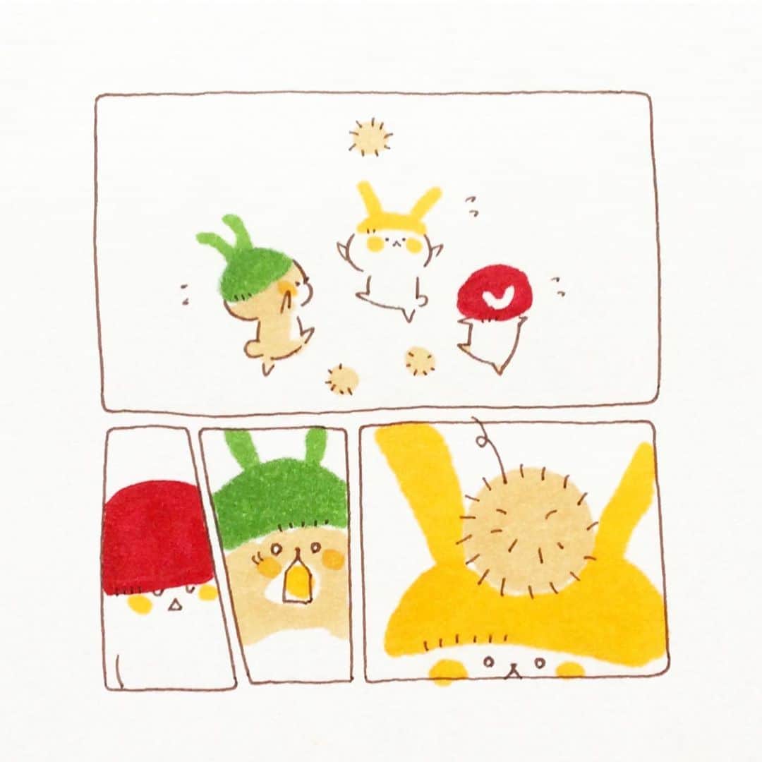 カモさんのインスタグラム写真 - (カモInstagram)「今日は栗ごはん #栗#maron#毛糸の帽子#beanie#イラスト#illustration#くまさん#ドッキー#ウサギタケ#usagitake」10月22日 10時11分 - illustratorkamo
