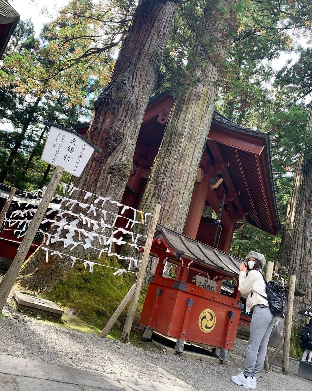 杏奈さんのインスタグラム写真 - (杏奈Instagram)「昨日は地元の栃木県でお世話になった経営者さんのお店に遊びに行ってきました😀 縁結びの神様や御神木がある二荒山神社とコラボした婚活ツアーの撮影に来てた公美さんとも会えて、少しの時間でしたが地元愛とパワーを頂きました🥰✨ 日光は丁度紅葉が始まったばかりくらいでこれからが見頃かな？？🍁🍂🌾 地元活性化の為に頑張る経営者さん達の力に、私も少しでもなれたらと思います💓栃木県は魅力満載ですよ🤭🧡🧡🧡 #栃木県#栃木県観光 #栃木県カフェ #日光#日光旅行#日光カフェ#日光東照宮#日光観光 #二荒山神社#縁結び#縁結び神社#紅葉#紅葉狩り#地元愛#地元活性化#婚活#婚活女子#夫婦杉  使ってるリュックの質問あったので↓ @gastonluga 防水機能のあるリュックです。 ■15%off専用割引コード： annagl  #GastonLuga #ガストンルーガ #バックパック」10月22日 13時28分 - anna97114