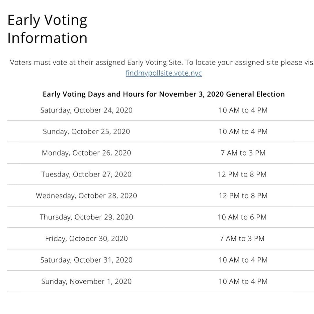 クレア・コフィーのインスタグラム：「EARLY IN-PERSON VOTING! GET UR EARLY IN-PERSON VOTING HERE! AND IN BIO LINK! #votenyc」
