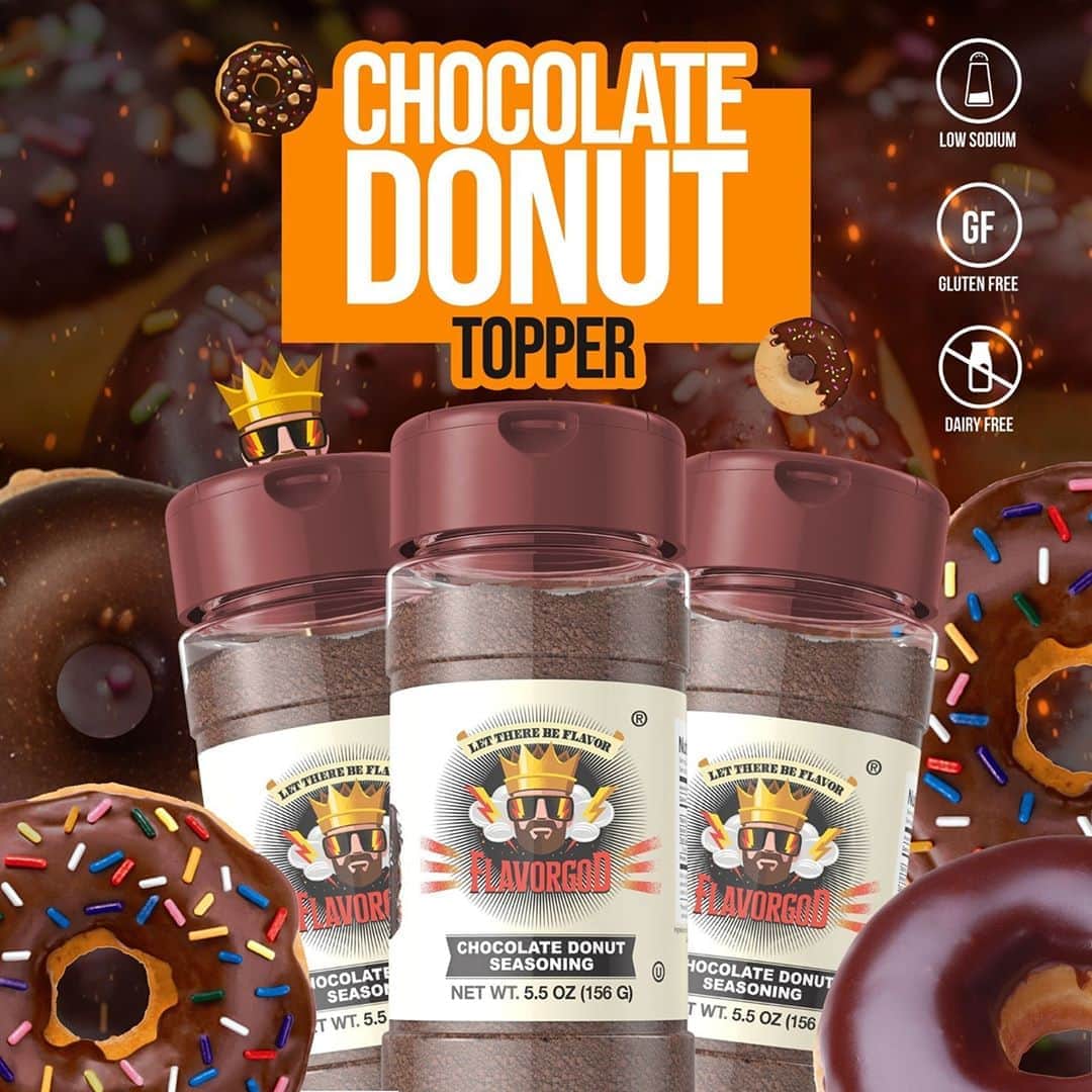 Flavorgod Seasoningsさんのインスタグラム写真 - (Flavorgod SeasoningsInstagram)「🍩Flavor God Chocolate Donut!🍩⁠ -⁠ Customer Favorites are to use it in ☕️Coffee and Oatmeal🍲 but also try Chocolate Donut on:⁠ 🍩 Pancakes⁠ 🍓 Fresh Fruit⁠ 🍴 Substitute in Baking dishes⁠ 🍞 Toast⁠ 🍩 Bagels⁠ 🍶 Shakes⁠ 🍨 Homemade Ice Cream⁠ 🍿 Popcorn⁠ 🍧 Yogurt⁠ 🍩 Protein Shakes⁠ -⁠ Add delicious flavors to your meals!⬇️⁠ Click link in the bio -> @flavorgod  www.flavorgod.com⁠ -⁠ Flavor God Seasonings are:⁠ ➡ZERO CALORIES PER SERVING⁠ ➡MADE FRESH⁠ ➡MADE LOCALLY IN US⁠ ➡FREE GIFTS AT CHECKOUT⁠ ➡GLUTEN FREE⁠ ➡#PALEO & #KETO FRIENDLY⁠ -⁠ #food #foodie #flavorgod #seasonings #glutenfree #mealprep #seasonings #breakfast #lunch #dinner #yummy #delicious #foodporn」10月23日 3時02分 - flavorgod