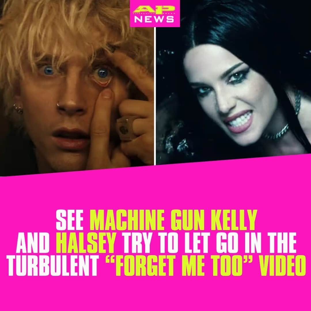 Alternative Pressさんのインスタグラム写真 - (Alternative PressInstagram)「WATCH: @machinegunkelly and @iamhalsey face the aftermath of a tumultuous relationship in the chaotic new video for “forget me too”⁠ LINK IN BIO⁠ .⁠ .⁠ .⁠ #machinegunkelly #mgk #ticketstomydownfall #forgetmetoo #halsey #altpress #alternativepress」10月23日 3時15分 - altpress