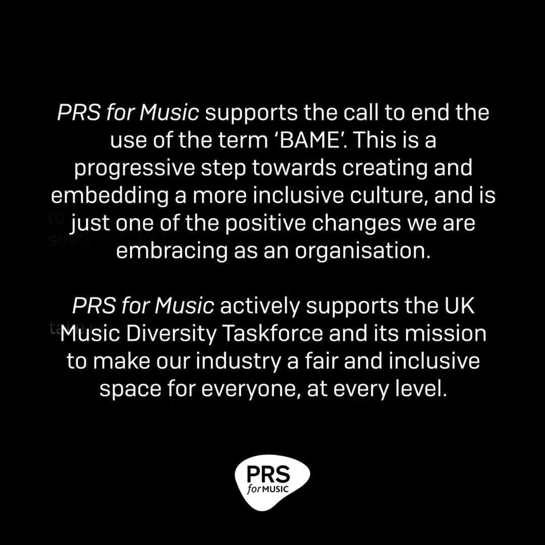 PRS for Musicさんのインスタグラム写真 - (PRS for MusicInstagram)「We support the UK Music Diversity Taskforce action to stop the use of "BAME".」10月22日 20時18分 - prsformusic