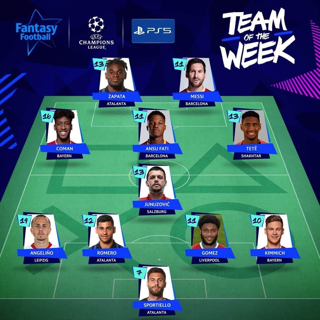 UEFAチャンピオンズリーグさんのインスタグラム写真 - (UEFAチャンピオンズリーグInstagram)「✨ Messi & Zapata spearhead the #UCLfantasy Team of the Week!  Who was your top scorer?」10月22日 22時15分 - championsleague