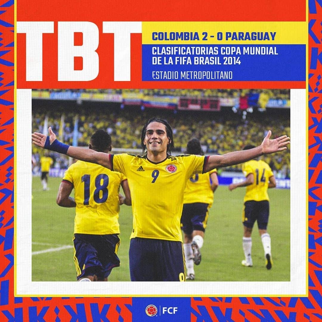 サッカー コロンビア代表チームのインスタグラム：「#TBT hoy recordamos un gran partido jugado en octubre de 2012 🙌  🏆 Clasificatorias a la Copa Mundial de la FIFA Brasil 2014 🏟 Metropolitano Roberto Meléndez ⚽️ @falcao (x2) 🇨🇴 2️⃣ - 🇵🇾 0️⃣」