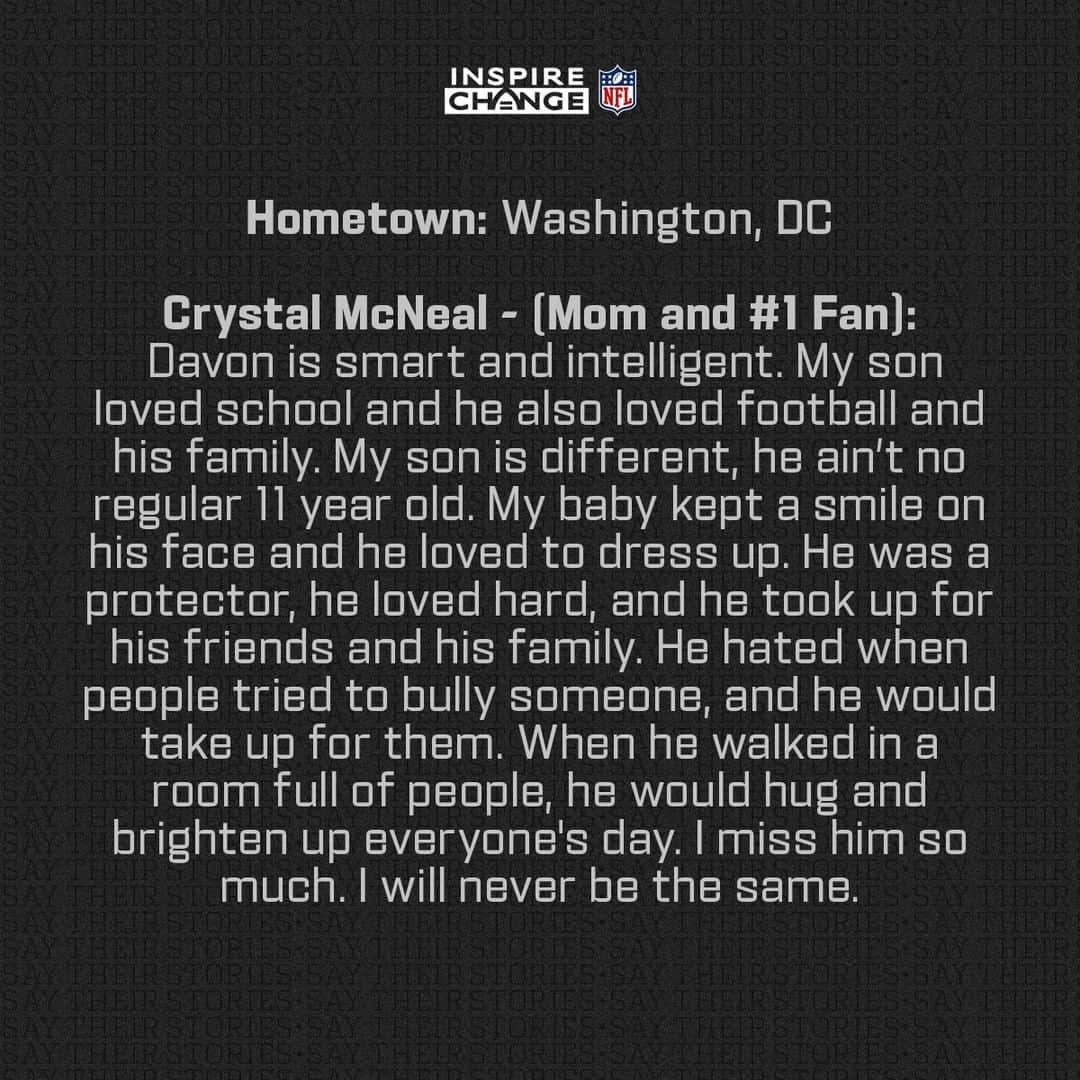NFLさんのインスタグラム写真 - (NFLInstagram)「Say His Name: Davon McNeal #SayTheirStories」10月22日 23時30分 - nfl