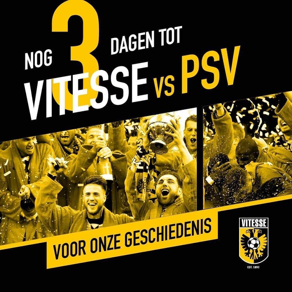 フィテッセさんのインスタグラム写真 - (フィテッセInstagram)「Nog iets minder dan 3️⃣ dagen! ⠀ ⠀ Voor onze geschiedenis 🏆⠀ ⠀ #Vitesse #vitpsv #WijVoorJullieJullieVoorOns」10月22日 23時47分 - mijnvitesse