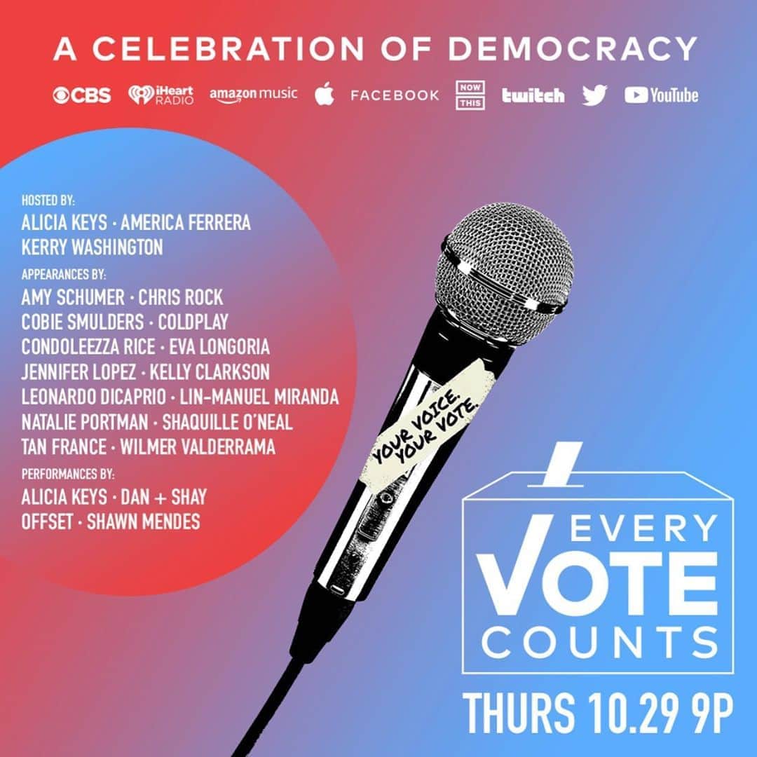 エイミー・シューマーさんのインスタグラム写真 - (エイミー・シューマーInstagram)「For many, the right to vote has been hard-fought, so it’s critical that we all use this right to stand up for what we believe in. To celebrate our democracy, I’m taking part in #EveryVoteCounts, a broadcast special on Oct. 29 at 9pm. Here’s where to watch: http://glblctzn.me/evc」10月22日 23時51分 - amyschumer