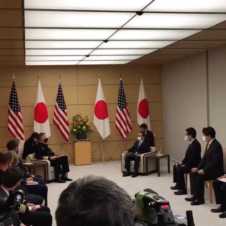 木原稔のインスタグラム：「デービッドソン米国インド太平洋軍司令官が菅義偉総理を表敬訪問！」