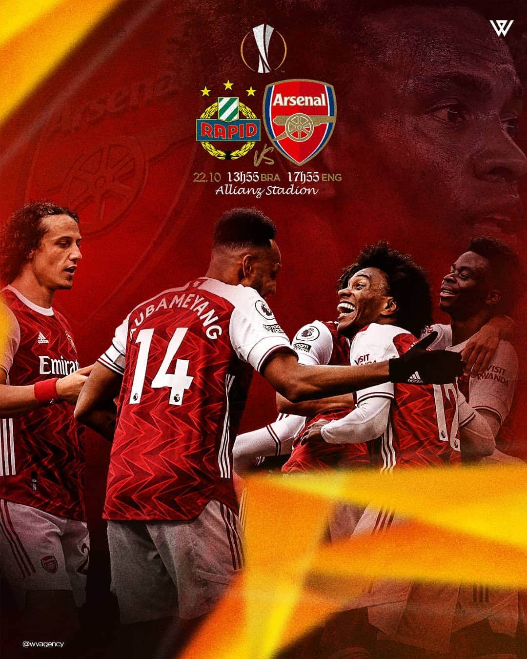 ウィリアンのインスタグラム：「Today I'll not be able to be in the field, but I'll be supporting you guys! Good game and God bless you! 🙏 #arsenal #europaleague #gunners #W12」