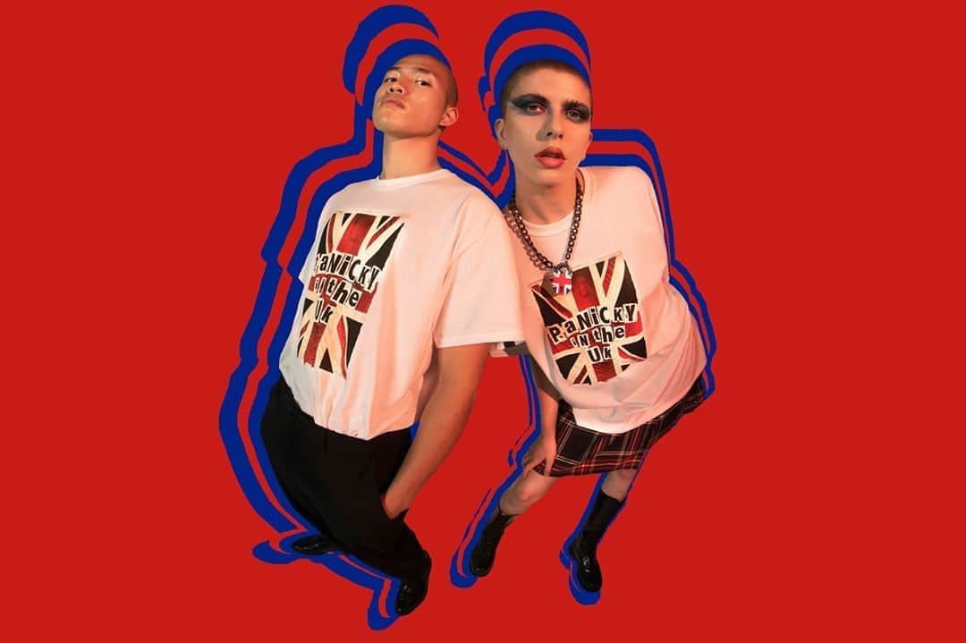 アンダーグラウンドのインスタグラム：「⁠ “Panic in the Streets of London, Panic in the streets of Birmingham. I wonder to myself, could life ever be sane again!! ⁠ Prophetic words!!⁠ ⁠ We have been  looking to showcase more art and creativity that cuts through on our sub cultural DNA . As a great place to start, we mixed it up with the king of subversion - Dr.d d aka Subvertiser with his Panicky version of Anarchy . ⁠ ⁠ Known for his subverting, quick witted, clever and morally laden artworks, that are usually sneaked into the public realm and unexpected spaces he catches the “spirit “ of the times with this riff on a punk classic.⁠ ⁠ T shirts available from the online store. First 100 receive a signed A3 print from the artist. ⁠ ⁠ Models @shienwan⁠ @ellie.hahaha⁠ Photographer: @almarosaz⁠ MUA:  @alicedoddsmakeup⁠」