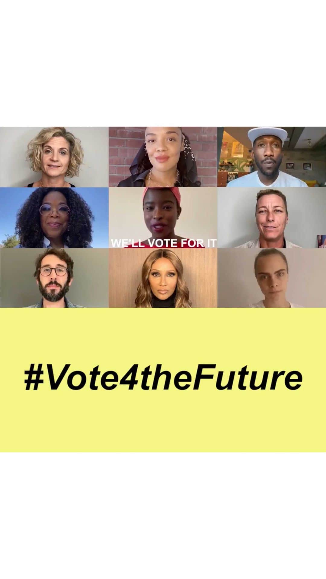 カーラ・デルヴィーニュのインスタグラム：「Let's #vote4thefuture. See why we're casting our ballot this Nov. 3. Poem by @AmandascGorman. Directed by @thegabriellegorman. For key voting info, please visit @whenweallvote @iamavoter @votedotorg @rockthevote @itsup2us @votesaveamerica. In partnership with @radvocacy」