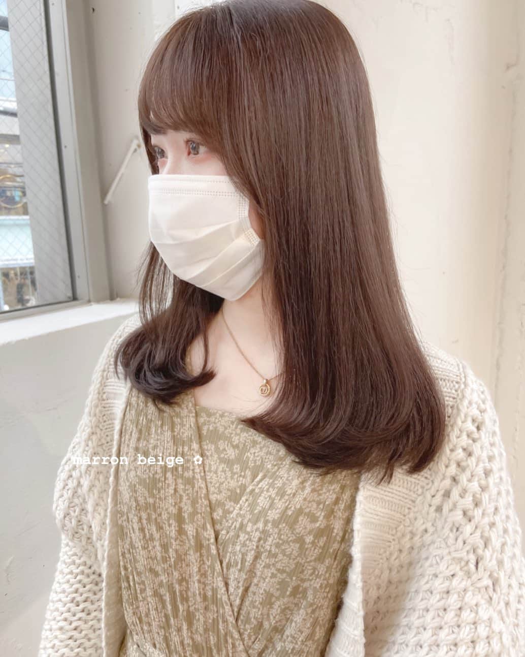 佃加菜のインスタグラム：「marron beige ✿ 暖かみのある柔らかいマロンベージュ🤍 色素の薄い柔らかい女の子に🤍」