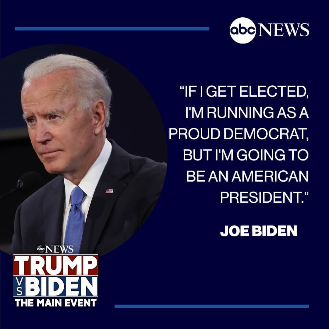 ABC Newsさんのインスタグラム写真 - (ABC NewsInstagram)「Former Vice President Biden: "If I get elected -- I'm running as a proud Democrat but I'm going to be an American President." SEE LINK IN BIO for full coverage from the #debate. #politics #debates #Debates2020」10月23日 11時59分 - abcnews