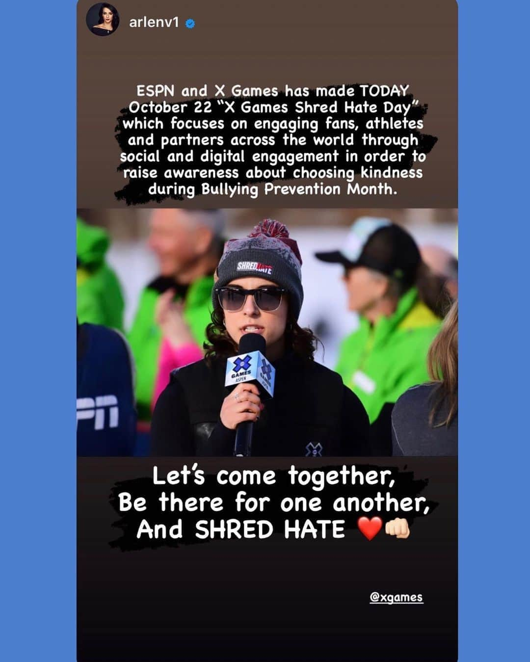 X Gamesさんのインスタグラム写真 - (X GamesInstagram)「[Swipe] We are humbled by the unprecedented support we received for our first-ever #XGames #ShredHate day! We want to thank EVERYONE worldwide who pledged their support to always #ChooseKindness and help the world become bully free. #bullyingpreventionmonth」10月23日 11時57分 - xgames