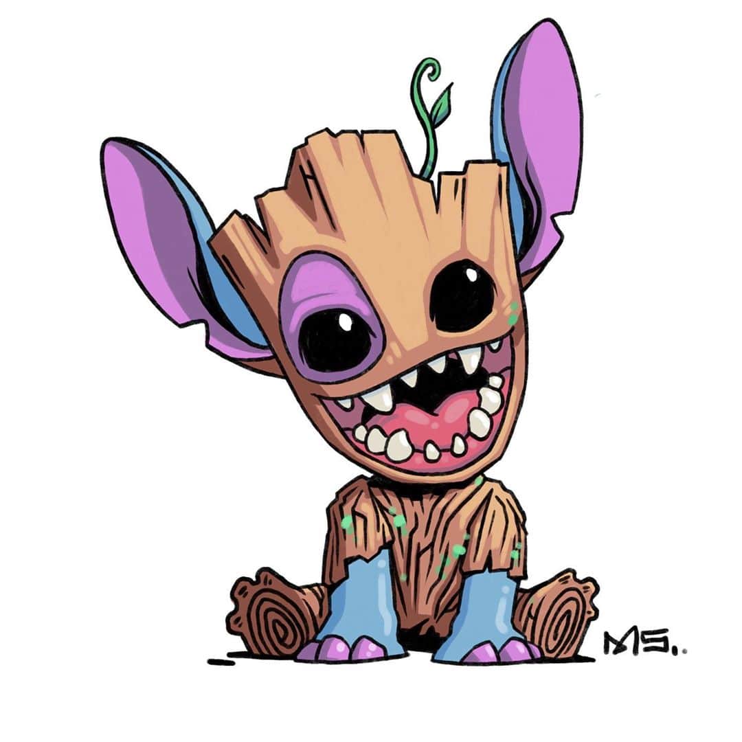 マイク・シノダさんのインスタグラム写真 - (マイク・シノダInstagram)「Just made this Stitch / Groot mashup (Stroot? Gritch?) on @twitch .. swipe to see the process video.」10月23日 4時06分 - m_shinoda