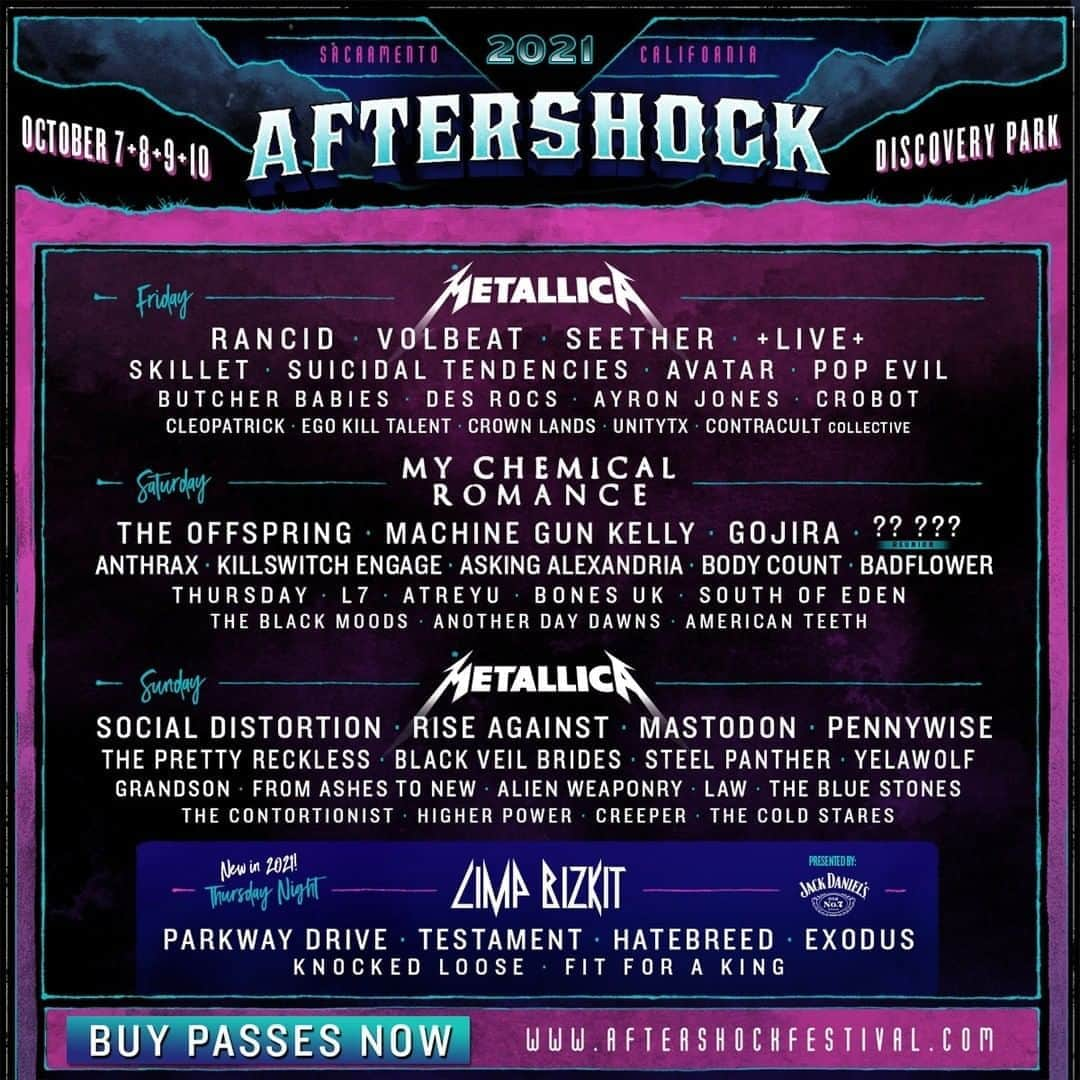 メタリカさんのインスタグラム写真 - (メタリカInstagram)「The rest of the lineup has been announced for @aftershockfestival 2021! Check it out at aftershockfestival.com.」10月23日 4時01分 - metallica