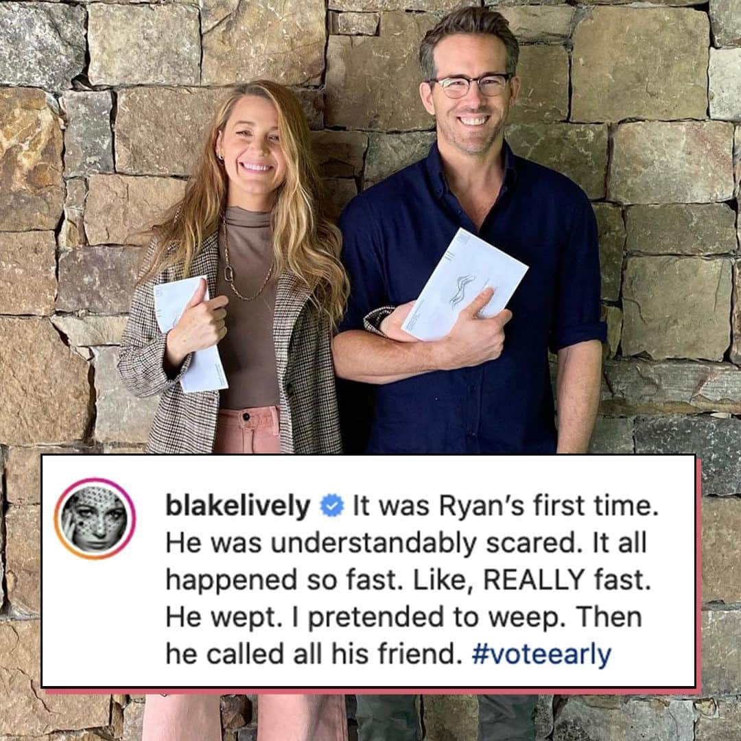 E! Onlineさんのインスタグラム写真 - (E! OnlineInstagram)「We always took Blake to be a gentle...voter. (📷: @vancityreynolds)」10月23日 6時45分 - enews