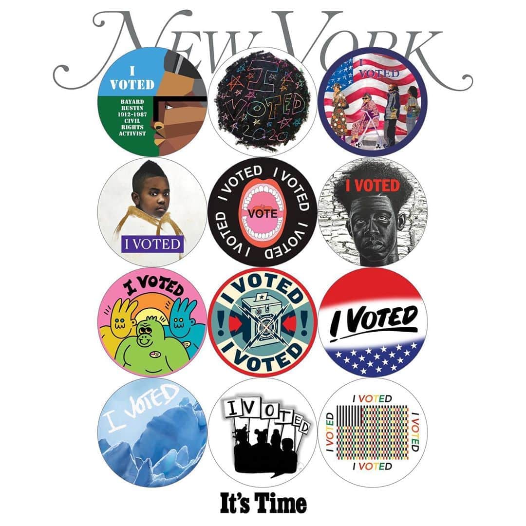 Shepard Faireyさんのインスタグラム写真 - (Shepard FaireyInstagram)「More Americans than ever will vote by mail this year, and millions more will vote early. So in collaboration with @IAmaVoter, @nymag invited me and dozens of other artists to design I VOTED stickers! Check out the full list below. Be sure to grab a copy of the NY Mag issue on October 26th and get out the #VOTE! -Shepard  Artists: @derrickadamsny, @kbernhardt2014, @bisabutler @claireolivergallery, @tawnychatmon, Nancy Chunn, @aaconteh, @dreyfus.art, @obeygiant, @baronvonfancy @zarialynn, @juworkingonprojects, @rico_gatson, David Hammons, @nsrgnts, @debkass, @kaws, @chrisunkim, @yashuared, Barbara Kruger, @adamjk, @seanland81 @glennligon, @yenimao, @championsdesign, @shantell_martin, @wallflowermccoy @evergoldprojects, Julie Mehretu, @theduanemichals, @marilynminter, @toyinojihodutola, @peterpaidnyc @joseparla, @pendleton.adam, @steveespopowers, @dukerileystudio, @rdeborah191, @jamilaelsahili, @hiba_schahbaz, @asherald, @cindysherman, @devanshimoyama @tshopsin, @lauriesimmons, @lornasimpson, @hankwillisthomas, Rirkrit Tiravanija, @samevernon, @zzdesign」10月23日 7時10分 - obeygiant