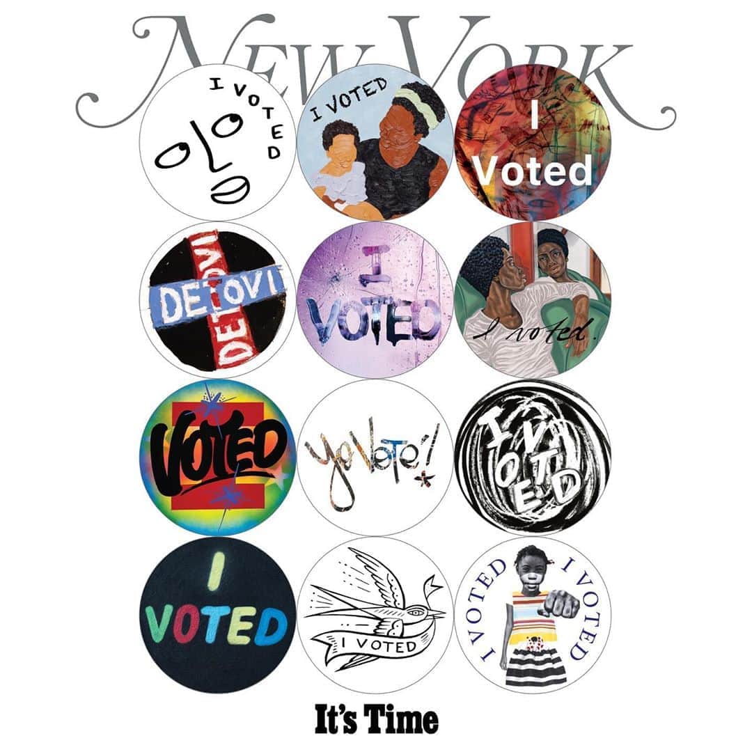 Shepard Faireyさんのインスタグラム写真 - (Shepard FaireyInstagram)「More Americans than ever will vote by mail this year, and millions more will vote early. So in collaboration with @IAmaVoter, @nymag invited me and dozens of other artists to design I VOTED stickers! Check out the full list below. Be sure to grab a copy of the NY Mag issue on October 26th and get out the #VOTE! -Shepard  Artists: @derrickadamsny, @kbernhardt2014, @bisabutler @claireolivergallery, @tawnychatmon, Nancy Chunn, @aaconteh, @dreyfus.art, @obeygiant, @baronvonfancy @zarialynn, @juworkingonprojects, @rico_gatson, David Hammons, @nsrgnts, @debkass, @kaws, @chrisunkim, @yashuared, Barbara Kruger, @adamjk, @seanland81 @glennligon, @yenimao, @championsdesign, @shantell_martin, @wallflowermccoy @evergoldprojects, Julie Mehretu, @theduanemichals, @marilynminter, @toyinojihodutola, @peterpaidnyc @joseparla, @pendleton.adam, @steveespopowers, @dukerileystudio, @rdeborah191, @jamilaelsahili, @hiba_schahbaz, @asherald, @cindysherman, @devanshimoyama @tshopsin, @lauriesimmons, @lornasimpson, @hankwillisthomas, Rirkrit Tiravanija, @samevernon, @zzdesign」10月23日 7時10分 - obeygiant
