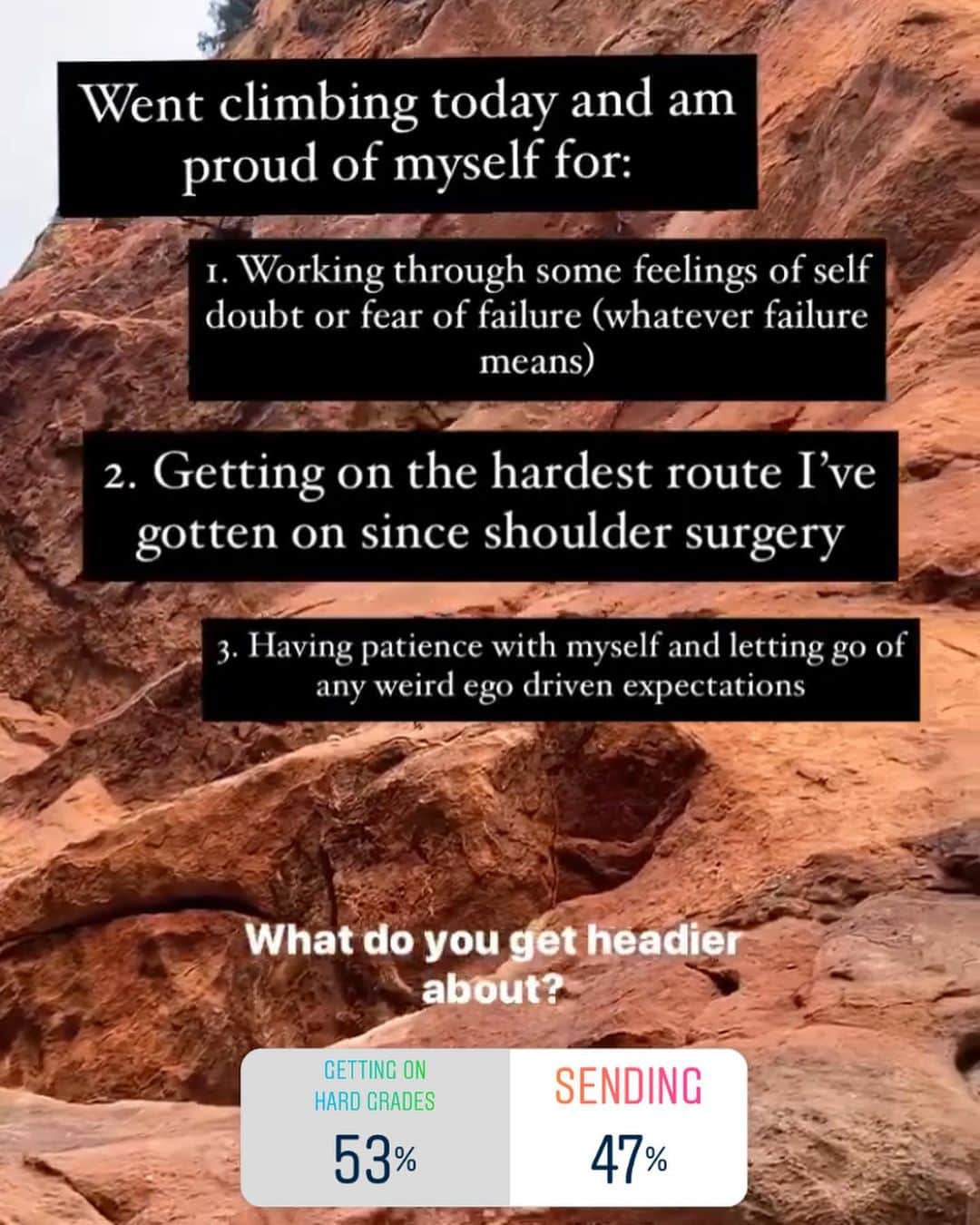 チェルシー・ルーズさんのインスタグラム写真 - (チェルシー・ルーズInstagram)「Last week I did a poll asking what you get headier about - sending a project (47%) or the ‘simple’ act of getting on something at your limit (53%).  Admittedly, I get a bit anxious about both, especially when I haven’t been in the pursuit of either scenarios for whatever reason.   Even after 22 years of climbing.   When ‘lil Chels’ emerges - the much younger self who feels she has something prove or who wants to perform well to justify the things shes privileged to - I feel caught off guard and the anxiety rises prior to getting on something hard AND prior to sending.   At 34 years young 😂 I definitely have more wisdom, peace and acceptance for myself and life in general. Although that’s true, lil chels likes to come out and play...  Especially as I am on my journey towards Thanatopsis/climbing 5.14 again. Lil chels doesn’t want to deal with failure - but I know that failure is part of the growing process. Lil chels is also anxious about success - but I know that success is NOT just about accomplishing the goal or clipping the anchors.   So really it’s all about balancing the feelings. Accepting the anxiety or headiness is present AND still going forward (assuming all is safe, etc).   I felt ultra heady on Power Glide (photo) because lil chels felt like she needed to prove her strengths to justify my wonderful partnership with @adidasterrex and @fiveten_official. Which seems so silly since I was surrounded by a couple of my favorite people (@mgclimber1 and @molly.mitchell).   I’ll be diving into learning how to work through mental barriers and the headiness that climbing does elicit in the coming months as part of my launch of my 1:1 climbing coaching (virtual - that’s right! You don’t need to be local to me)! Stay tuned....  Thanks for the beautiful photo @angelajpayne and for capturing a moment of calm in my brain」10月23日 10時05分 - chelseanicholerude
