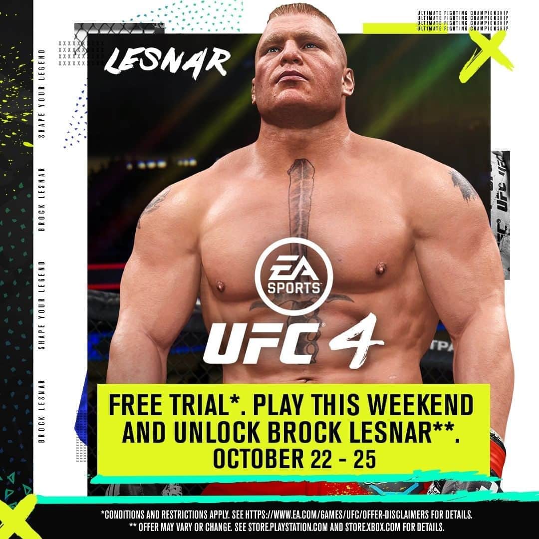 UFCさんのインスタグラム写真 - (UFCInstagram)「ALERT: @EASportsUFC 4 is available now 🎮 Play for free this weekend and unlock Brock Lesnar!」10月23日 10時03分 - ufc