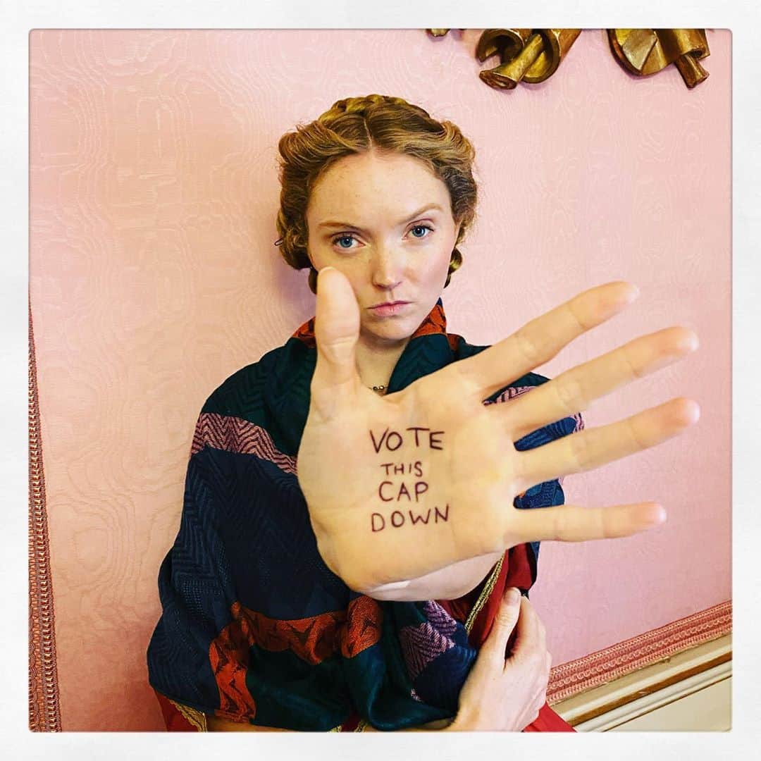 リリー・コールのインスタグラム：「MY GIANT HAND & people who care about this planet say #VoteThisCAPdown ... UPDATE - the bill has passed, but we shouldn’t give up. Youth activists response in my stories ~ #withdrawtheCAP ..  . There was a historic vote tonight on whether the EU will renew its Common Agricultural Policy for another 7 years. It might sound boring but it is hard to over estimate how significant this bill is, in terms of our trajectory of solving or exacerbating the climate crisis. . As I learned when researching and writing Who Cares Wins, FOOD (and therefore how we manage land through agricultural policy) is at the centre of the climate & biodiversity crises.  I asked George Monbiot (for my podcast) why he feels the European Union’s common agricultural policy (CAP) has been a “total catastrophe” & he told me:  “...the more land you own, the more money you are paid, but here's what makes it even worse. You only get paid for land which is in so-called agricultural condition. You don't actually get paid for producing food. What does this do? It creates this massive perverse incentive to clear the land and create bare land, which is in agricultural condition. Everyone [in the EU commission] up to the second tier will say, “yeah, it's completely crazy. It needs to change. We all completely agree.” And then nothing happens because the people at the top tier, they only listen to the big lobby groups, big farming groups. And so you get this completely insane policy, which 99% of the people within the European commission don't want, but still it happens. It's really depressing, actually. You know, if I'd voted [in the 2016 EU referendum] only on foreign policy, I definitely would've voted leave. But obviously it's about more than that.” . Youth climate strikers are calling on folks to make noise around this - to call on MEPs to #votethiscapdown - and create a citizen led counter force to corporate lobbying.」