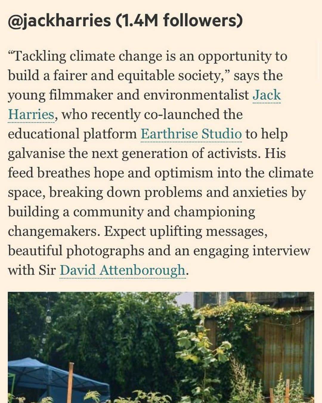 Jackson Harriesさんのインスタグラム写真 - (Jackson HarriesInstagram)「Very grateful that @earthrise.studio has been featured in the @financialtimes today alongside a bunch of other inspiring accounts. I highly recommend following the others on the list: @dominiquedrakeford @telltalefood @dameforgood @toutiess @parley.tv @zerowastehome @tomhegen.de ✨」10月23日 21時56分 - jackharries