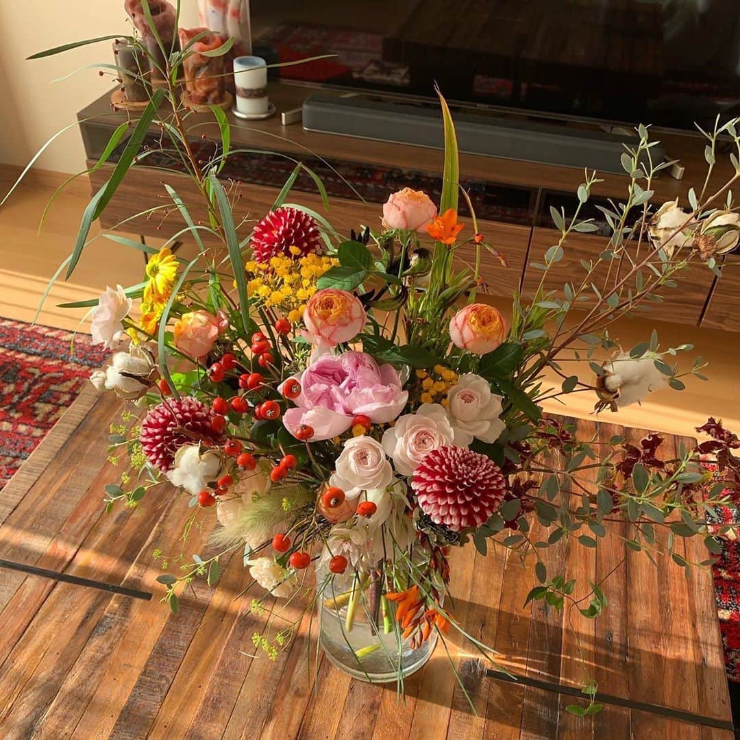 杉咲花さんのインスタグラム写真 - (杉咲花Instagram)「束の間の休息。 お花に、母のご飯に、誰かの思いやりに 心満たされ、浄化された時間。 今日からまたがんばろう。 毎日を丁寧に過ごしたいです、 がんばろー！！！」10月23日 14時38分 - hanasugisaki