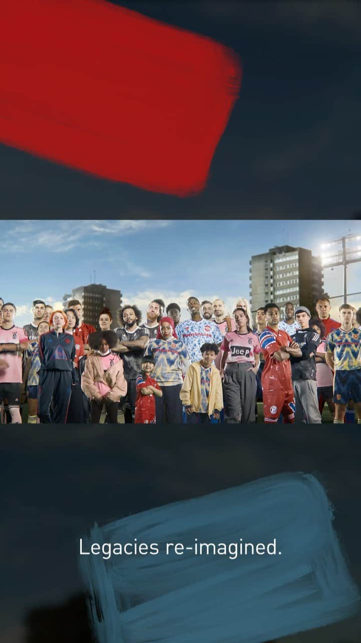 のインスタグラム：「Five teams. One @humanrace.   Taking design inspiration from the collective memories of the world’s top football clubs, @pharrell celebrates the spirit of sport with a hand-drawn take on some of the most influential jerseys in the game.   Available now online and in stores.  See more at adidas.com/humanracefootball」