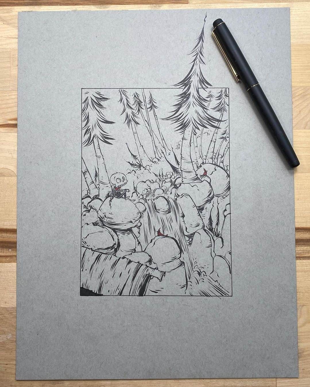 Kuretakeさんのインスタグラム写真 - (KuretakeInstagram)「筆のストロークを活かしたイラスト🖌 自然の中にちょこんと座っている骸骨さんが可愛いです🌿 いきいきとした木々や川の流れが素敵です🌲🌳  Great drawing with KURETAKE MANNEN MOUHITSU✨ Fude-pen has a fine synthetic brush tip to create a wide range of lines🖋   Art by: @anthonywheelerart  Made with: くれ竹万年毛筆 黒軸 / KURETAKE MANNEN MOUHITSU  No ©Copyright infringement intended. Any issues? Please contact us to fix it.  #kuretake_inktober #kuretake #kuretakezig #inktober #inktober2020 #呉竹 #インクトーバー2020 #インクトーバー #呉竹万年毛筆 #万年毛筆 #kuretakeinktober #blackandwhite #blackandwhiteart #inkdrawing #inkart #inkillustration #kuretakebrushpen #kuretakemannnennmouhitsu」10月23日 20時00分 - kuretakejapan