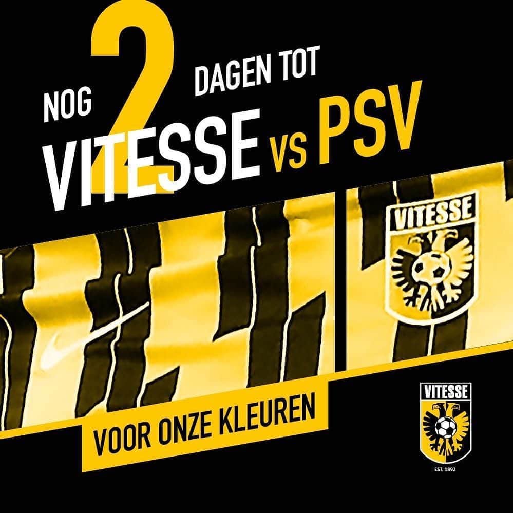 フィテッセさんのインスタグラム写真 - (フィテッセInstagram)「Nog 2️⃣ dagen!⠀ ⠀ Voor onze kleuren 🟡⚫️⠀ ⠀ #Vitesse #vitpsv #WijVoorJullieJullieVoorOns」10月23日 20時17分 - mijnvitesse
