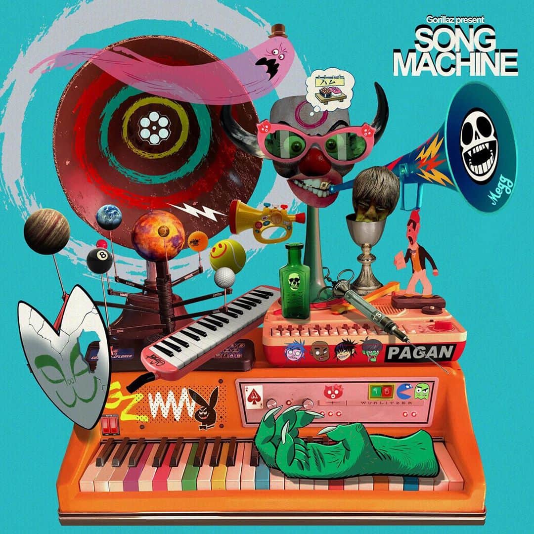 Beckのインスタグラム：「Got a new song out today with Gorillaz on their song machine album! I’ve played festivals and toured with Damon over the years but we’ve never collaborated and I’m quite pleased we finally did and that I have gotten to join the gorillaz universe  Thanks to Damon for calling me up and gorillaz team making another classic set of songs  x  Damon@gorillaz / Song Machtrange Timez - The new album - out now - featuring ‘The Valley Of The Pagans.’ Link to listen in bio.」
