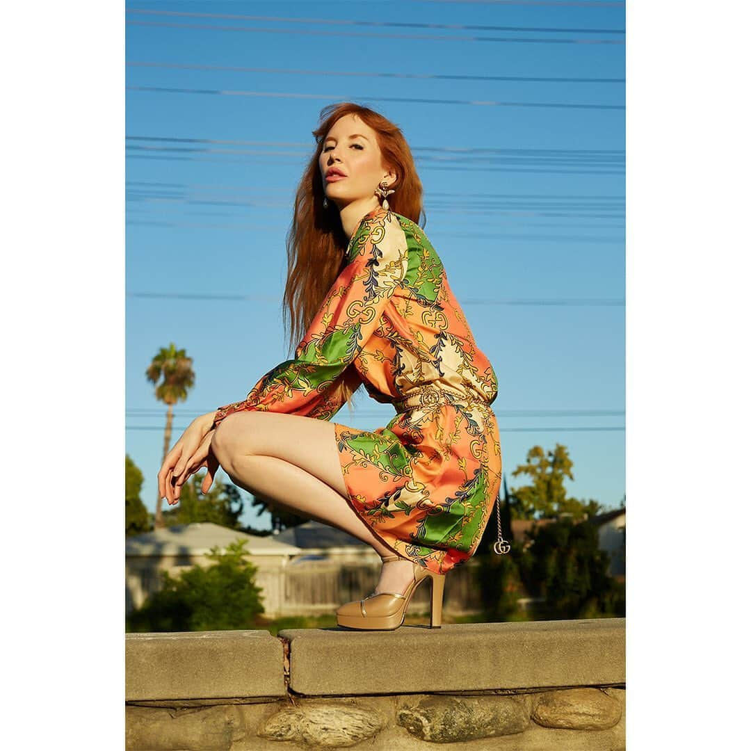 Faith Picozziのインスタグラム：「Gucci Park 3️⃣ 📸 @bretlemke 💄 @zarakaplanmakeup 💆‍♀️ @iamgabriellamancha 👗 @faithpicozzicreative @gucci @alessandro_michele 💥 #gucci #redhead #model #fashion #style」