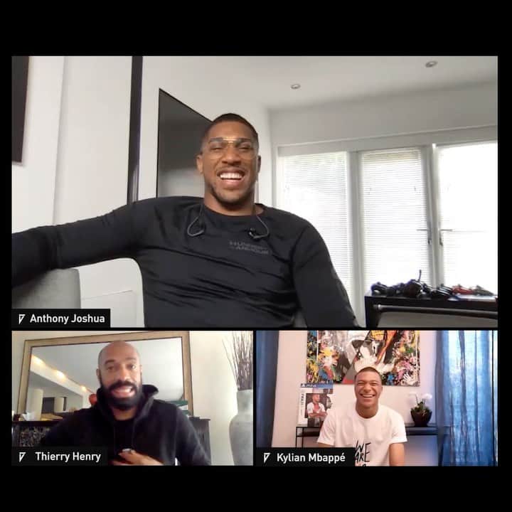アンソニー・ジョシュアのインスタグラム：「Boxing meets balling 💥 @k.mbappe @thierryhenry @easportsfifa #FIFA21」