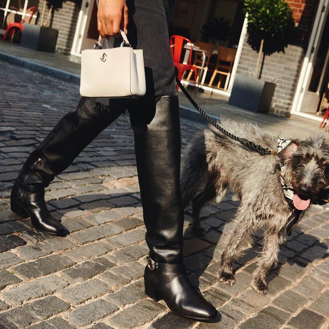 Jimmy Chooさんのインスタグラム写真 - (Jimmy ChooInstagram)「The morning dog walk never looked so chic thanks to the BECA boots and VARENNE TOP HANDLE MINI bag #JimmyChoo」10月24日 1時11分 - jimmychoo