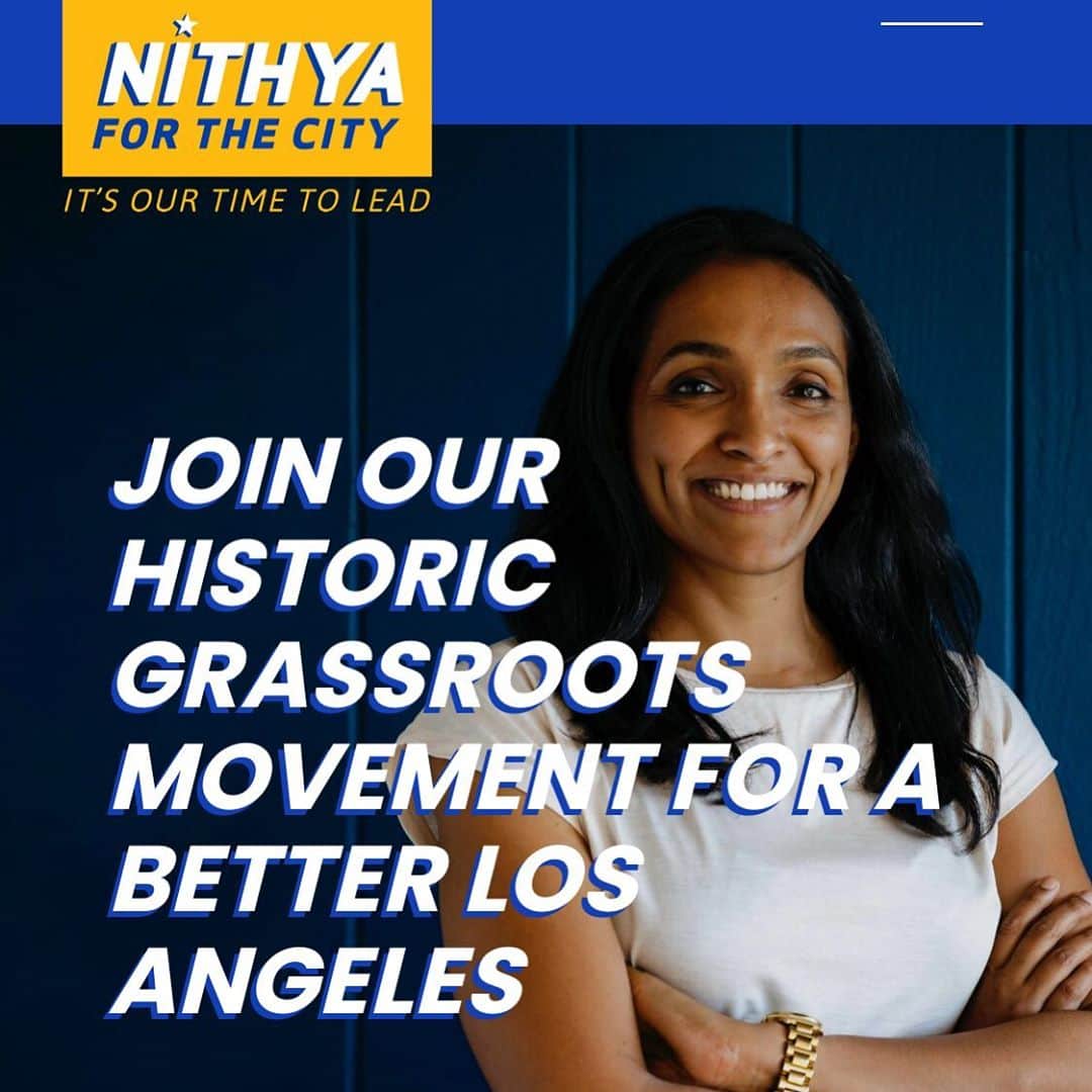 のインスタグラム：「LOS ANGELES: I don’t live there but if I did I would be voting for @nithyaforthecity She’s a mother, has a masters from MIT in urban planning, and is the underdog candidate who has a clear, achievable goal to solve the crisis of housing and homelessness. If you live and vote in LA and have a minute, look into her campaign. This is a crisis affecting so many cities we love (including Austin) if someone (Nithya) can get it right, they have an opportunity to build out a model for other cities across the US.」