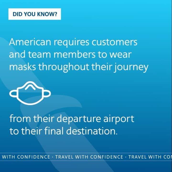 アメリカン航空のインスタグラム：「You're never fully dressed without a mask. Plus it helps slow the spread of #COVID19.」