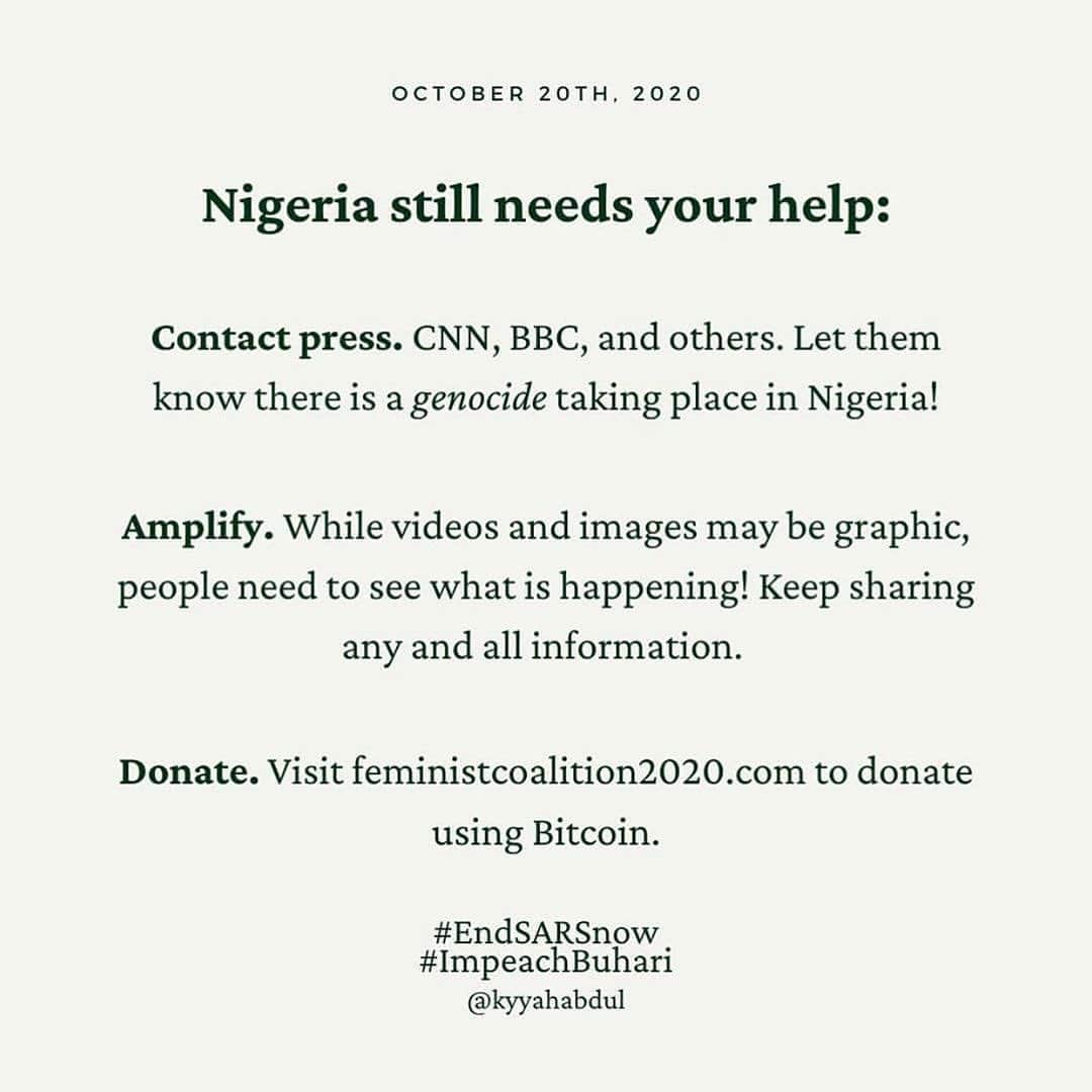 ジャネル・モネイさんのインスタグラム写真 - (ジャネル・モネイInstagram)「No matter the distance, I still feel the pain, anger, and suffering of my Nigerian family. I also feel the BRAVERY & REVOLUTION happening right now. Uplifting and Sending love to all my brothers and sisters in Nigeria as the fight against the abuse of power continues. We will prevail. #ENDSARSNOW (Slides by @mspackyetti)」10月24日 2時12分 - janellemonae