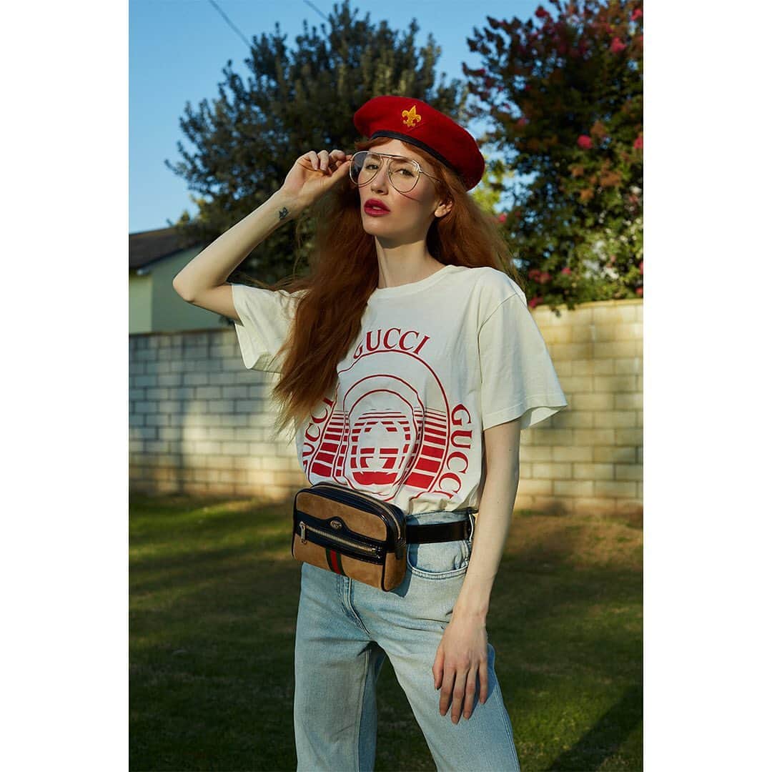 Faith Picozziのインスタグラム：「Gucci Park 1️⃣ 📸 @bretlemke 💄 @zarakaplanmakeup 💆‍♀️ @iamgabriellamancha 👗 @faithpicozzicreative @gucci @alessandro_michele 💥 #gucci #redhead #model #fashion #style」