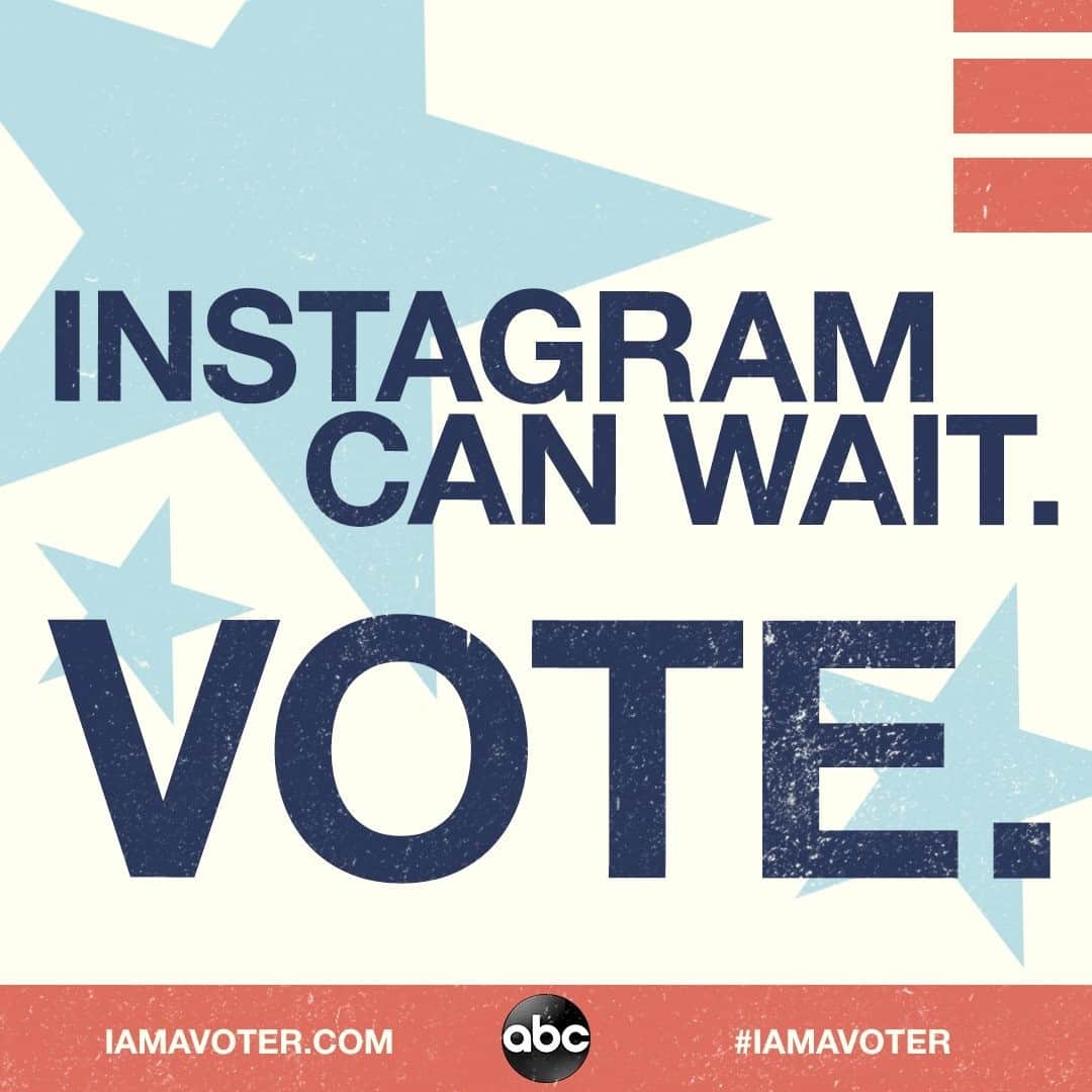 アメリカン・ブロードキャスティング・カンパニーのインスタグラム：「Instagram posts can wait, your vote cannot! Visit iamavoter.com and make a plan to vote on or before #ElectionDay! #iamavoter」