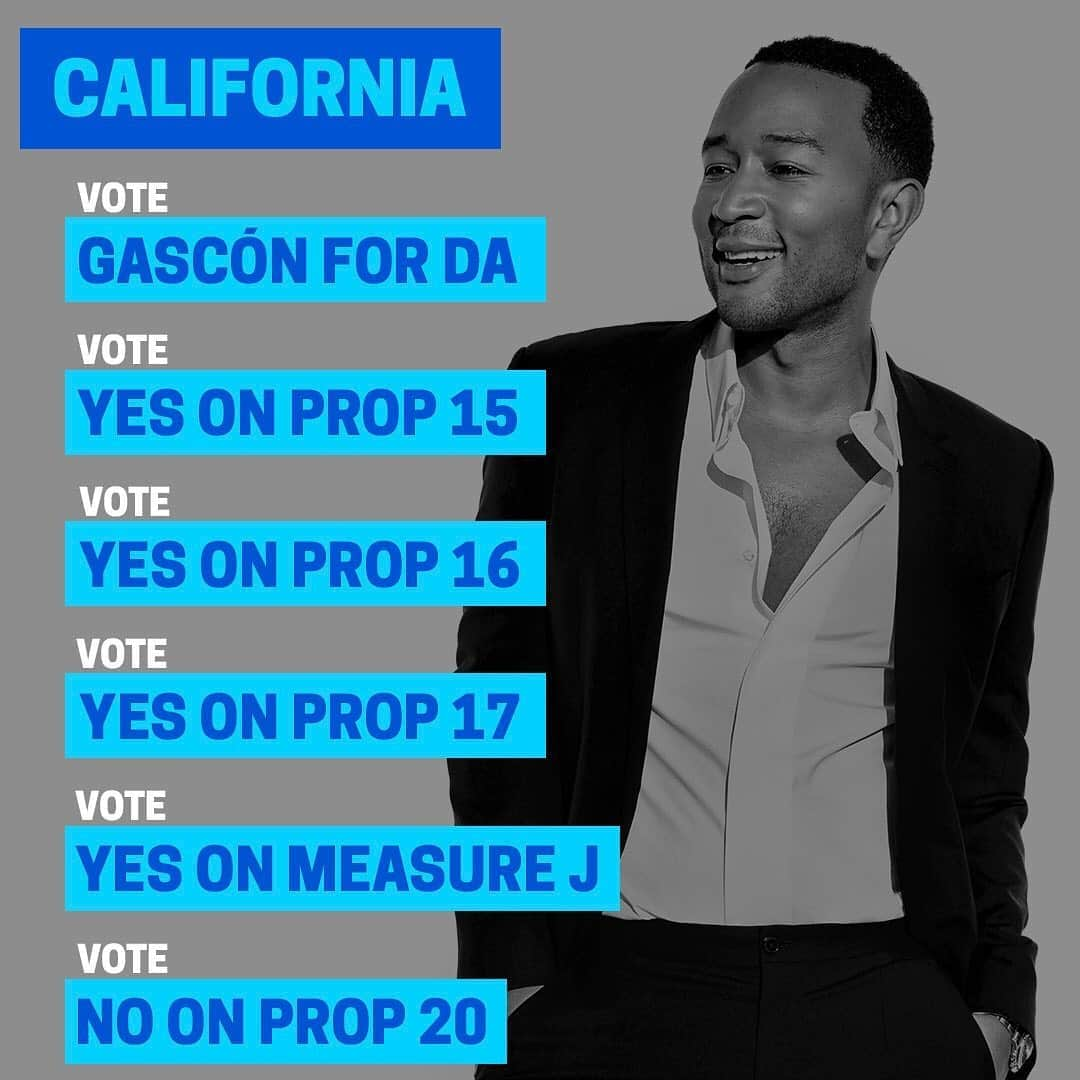 ジョン・レジェンドさんのインスタグラム写真 - (ジョン・レジェンドInstagram)「It's time to vote! Californians, please don't forget about important down-ballot races, such as voting for your district attorney and ballot initiatives.  Here is how I’ll be voting on key issues.  For more information on each ballot initiative, visit @calmatters. For more information on the LA County District Attorney race, check out https://cbsloc.al/30OdaWY」10月24日 4時06分 - johnlegend