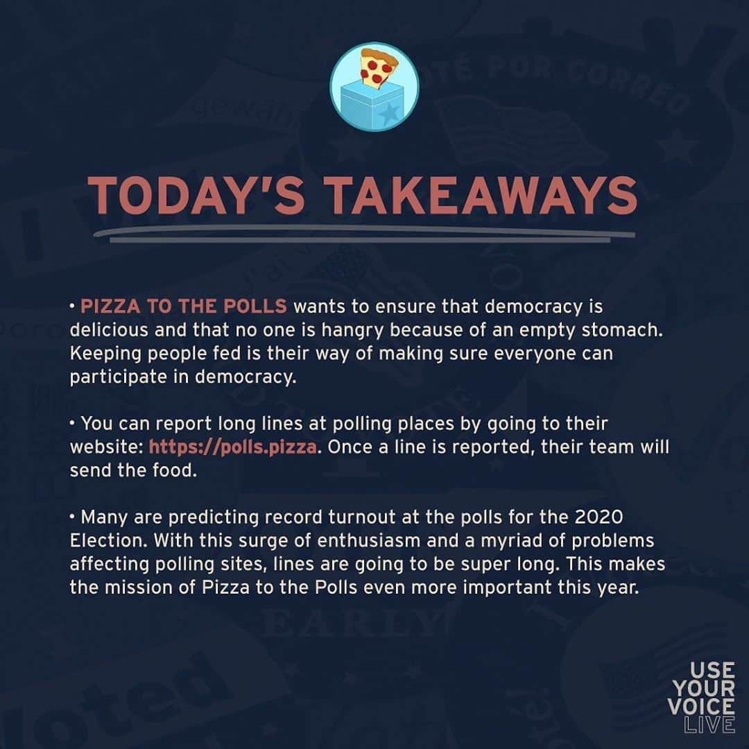 Levi’sさんのインスタグラム写真 - (Levi’sInstagram)「Pizza to the Polls is making democracy delicious by delivering free food for all to polling places with long lines.  Send reports of long lines and they’ll send in the delicious reinforcements. https://polls.pizza/. #DemocracyIsDelicious #Election #Election2020 #VoteEarly」10月24日 10時11分 - levis