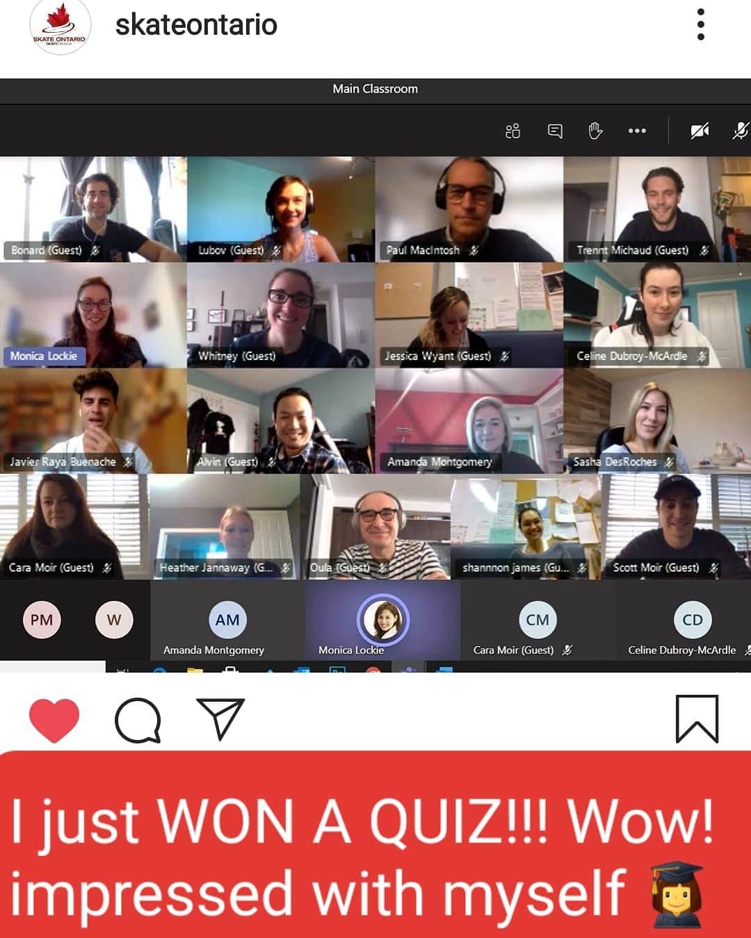 リュボーフィ・イリュシェチキナのインスタグラム：「@skateontario coaching certification workshop. I just won a quiz!!! So haaappy!!! With the disadvantage of using my second language, I beat such pros of figure skating) @skate_canada  @skate_canada  @patinageqc  @gameplancanada」