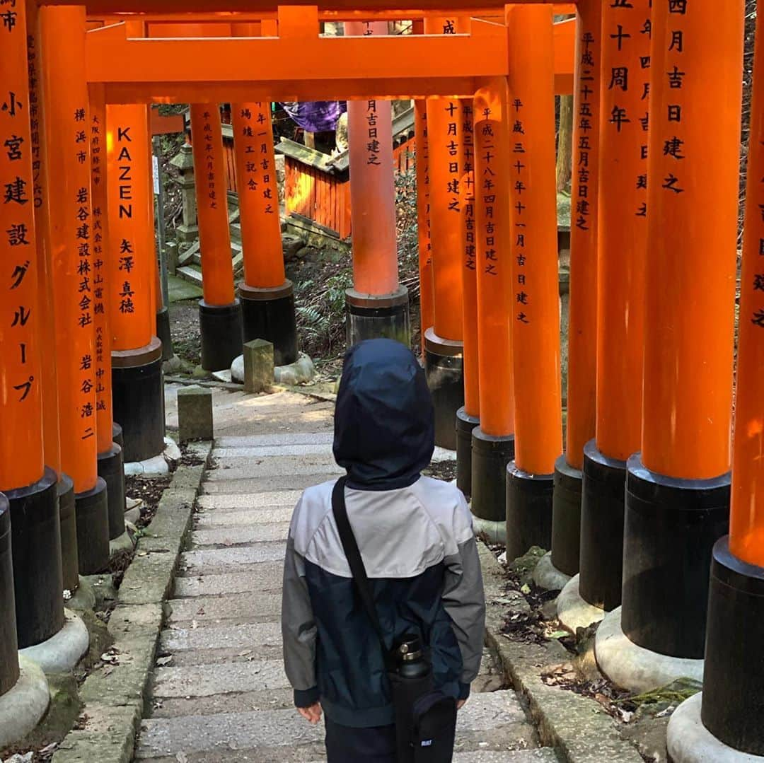 芝本裕子さんのインスタグラム写真 - (芝本裕子Instagram)「今日は、毎月恒例の#伏見稲荷大社 へ⛩ちょっと寒いぐらいで、山頂まで登るのには、最高のお天気でした‼️人混みがまだすごく出来ているほどではなかったけど、やっぱり人はかなり戻って来ていました。まあでも、基本は皆さん千本鳥居あたりまでが混んでいて、それから先はそうでもなかったです🚶‍♂️ おりてきてからは、そんなにハマっているわけではなさそうでしたが、鬼滅グッズが欲しいとかなり物色してました😂どこのお店もキーホルダーがほとんどでしたが、土産物店の一番道路側？のところのお店がいろいろあったように思います。  #kyoto #京都 #京都伏見稲荷大社 #千本鳥居 #恒例行事 #shiba_u」10月24日 17時08分 - yukoshibamoto