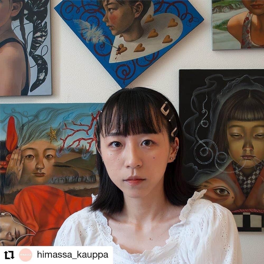 新宅和音さんのインスタグラム写真 - (新宅和音Instagram)「Some of my works are available on the Finnish online art market "Himassa". If you live in Europe and are interested in my work, check it out!   #Repost @himassa_kauppa • • • • • • Japan  Himassa.com artist interview VOL. 39, Kazune Shintaku.  Kazune Shintaku was born in 1986 and lives in Oita, Kyushu the southern island of Japan. After completed Tama Art University in Tokyo, she took and graduated a postgraduate course in illustration in the same school in 2012.   She has had a number of exhibitions both in Tokyo and Osaka. She had a latest solo exhibition ‘The Period of Storm and Stress’ at Jiro Miura Gallery in Tokyo October 2019.  Kazune Shintaku’s paintings are about girls' adolescence. Influenced a lot by the artists of the Renaissance period, the works of Kazune Shintaku can give the impression of being religious, but it the “passion” of the paining adolescent heart which she captures. She paints to overcome this tumultuous ordeal of “passion” and celebrate the life.  You can now find a limited edition of Kazune’s work available for sale at www.himassa.com.   #suomi #japan #japaneseart #taidettakotiin #contemporaryart #artist #finnishart #surrelart #asianart #artgallery #helsinki #ullanlinna #himassacom #oita #kyushu #onlinegallery #artiste #finland #abstractart #イラストグラム #創作イラスト #japanesestyle #arte #yokaidesu #hiroshige #japanesecollective #darkart #darkartist」10月24日 18時07分 - kazune1900