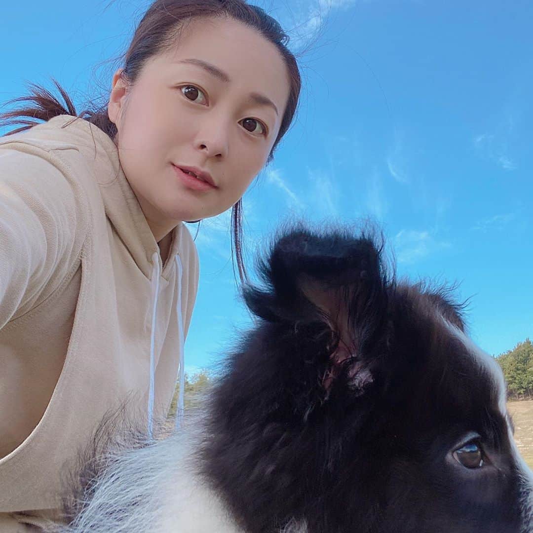 八木菜緒のインスタグラム：「コロナ渦ということもあり、少し早めにお休みを頂いてワンと一緒に里帰り。慌しい日もありますが、比較的心穏やかに過ごしてます！」