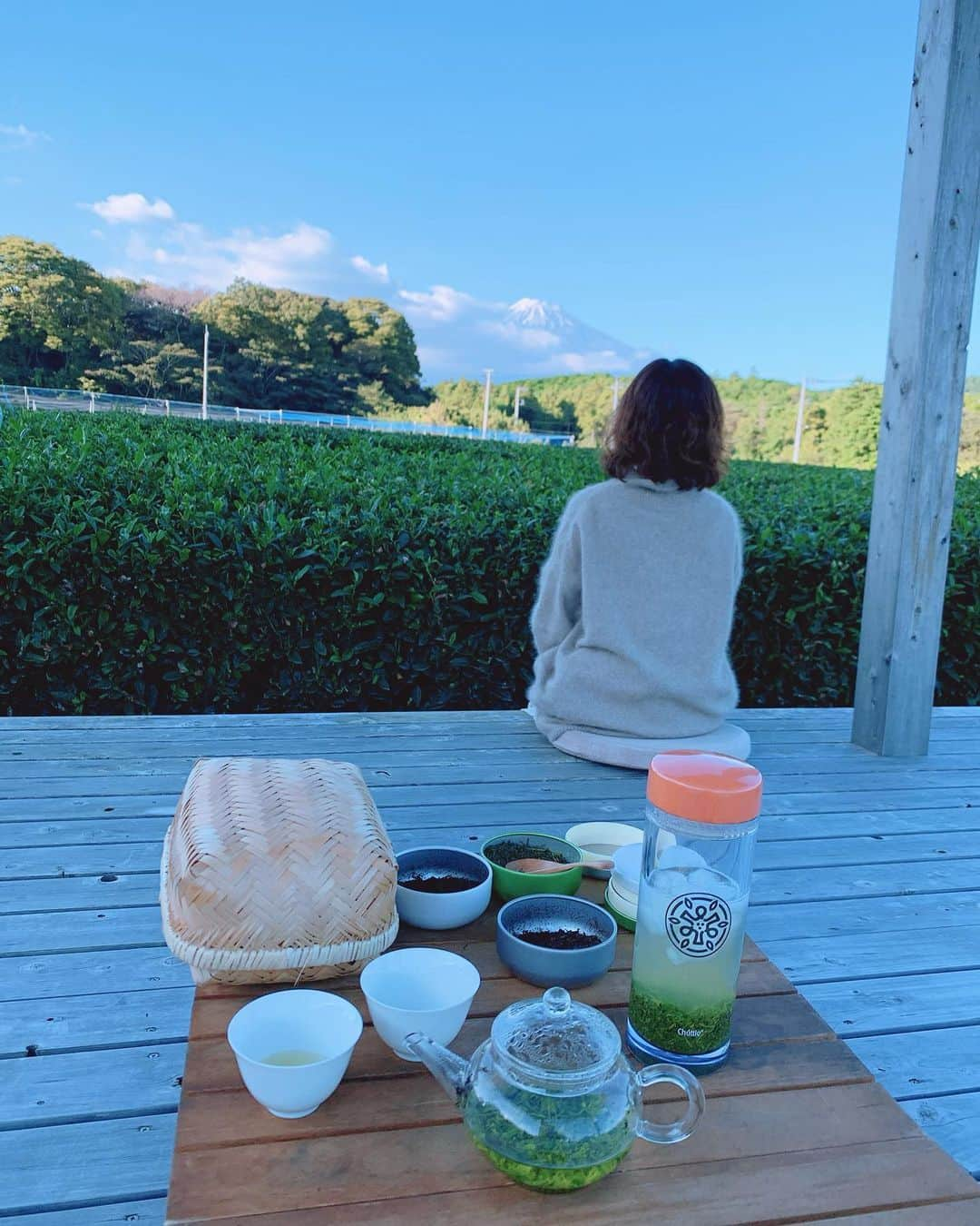 白井奈津さんのインスタグラム写真 - (白井奈津Instagram)「茶畑で飲むその地のお茶は 本当に美味しくて 富士山も美しかったけど なにより茶畑でごろごろした事が極上の癒しでした🤤🍵  #雨女なのにこのお天気は奇跡 #静岡　#富士山 #茶の間　#まるも茶園 #外で飲むあったかいお茶いいよね🍵」10月24日 20時23分 - shirai_natsu