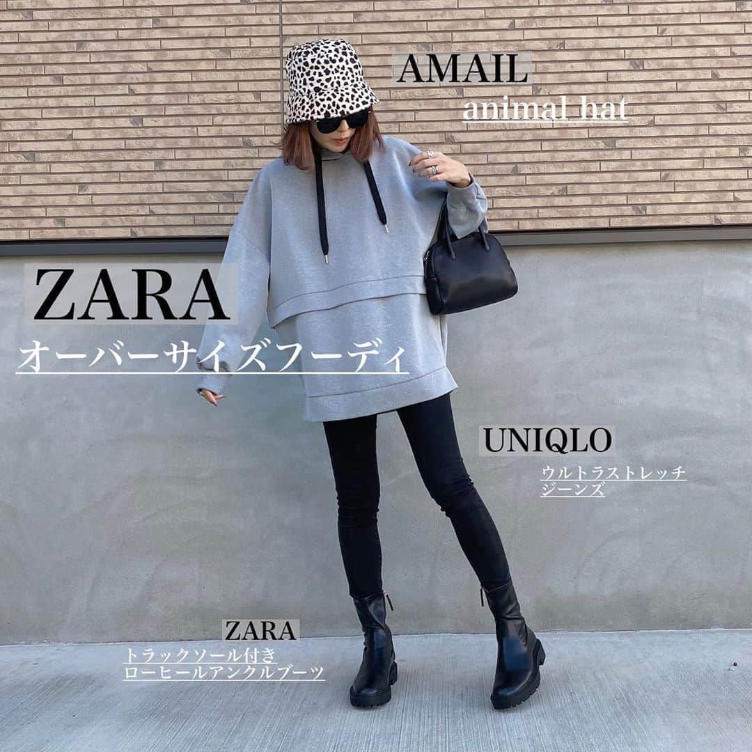 shieさんのインスタグラム写真 - (shieInstagram)「ㅤㅤㅤㅤㅤㅤㅤㅤㅤㅤㅤ  オンラインでポチッたZARAのフーディ、めっちゃ可愛い！！オンラインでは商品名で検索してください← Mサイズ着てます✧︎  ㅤㅤㅤㅤㅤㅤㅤㅤㅤㅤㅤ ぐるっと後ろまで可愛い笑笑  ㅤㅤㅤㅤㅤㅤㅤㅤㅤㅤㅤ  シンプルだったから、ハットは派手に♡ @amail_official の♡  ㅤㅤㅤㅤㅤㅤㅤㅤㅤㅤㅤ  今日は久しぶりに夕陽見れて癒された♡なかなかお母さんは夕陽見れるタイミングないよねって笑  ㅤㅤㅤㅤㅤㅤㅤㅤㅤㅤㅤ  #フーディー #ショートブーツ / #zara#zarawomen  #ハット / #amail #ウルトラストレッチジーンズ / #UNIQLO #ボストンバッグ / #aeta  ㅤㅤㅤㅤㅤㅤㅤㅤㅤㅤㅤ」10月24日 21時11分 - shiiii0125