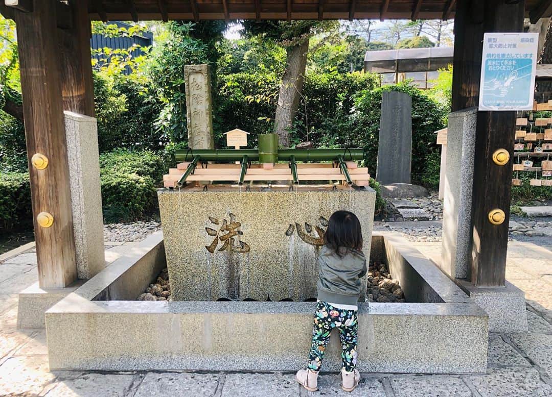 トリイクニコのインスタグラム：「洗心。 お天気良かったから 可愛いかのぴとお参り⛩  いいことありますよーに🙏🏻笑  こないだまで赤ちゃんだったのに👶🏻 もう2歳！！ 早いな〜〜🎃🧡」